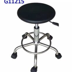 G11215 Ghế mặt da PU tròn trơn, Chiều cao 42-53cm (trục 140), Chân nấm thép mạ, Bánh xe di chuyển