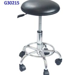 G30215 Ghế Mặt da lồi đen, Chiều cao 42-53cm (trục 140), Chân nấm thép mạ có vành, Bánh xe di chuyển