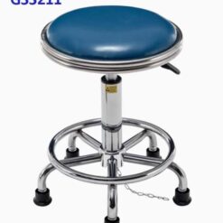 G33211 Ghế Mặt da lồi có vành màu xanh, Chiều cao 42-53cm (trục 140), Chân nấm thép mạ có vành, Bánh cố định