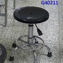 G40211 Ghế Mặt nhựa tròn, Chiều cao 42-53cm (trục 140), Chân nấm thép mạ có vành, Bánh cố định