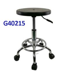 G40215 Ghế Mặt nhựa tròn, Chiều cao 42-53cm (trục 140), Chân nấm thép mạ có vành, Bánh xe di chuyển